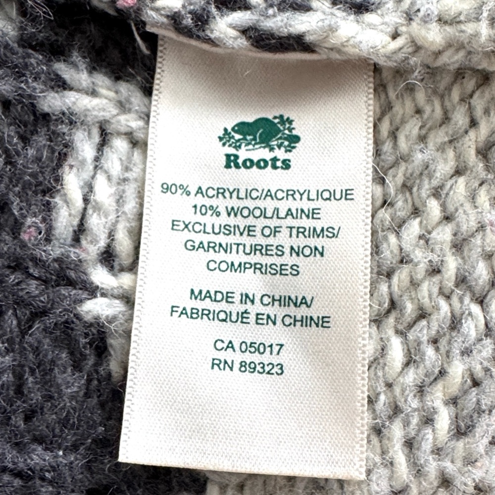 Roots Full Zip Knit Cardigan Sweater Wool Blend Size S - Picture 7 of 7